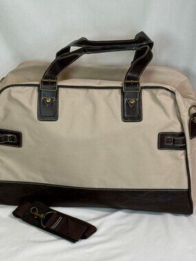 NWT GNBI Duffle Gym Carry On Weekender Travel Bag - Tan and Brown - Nice!